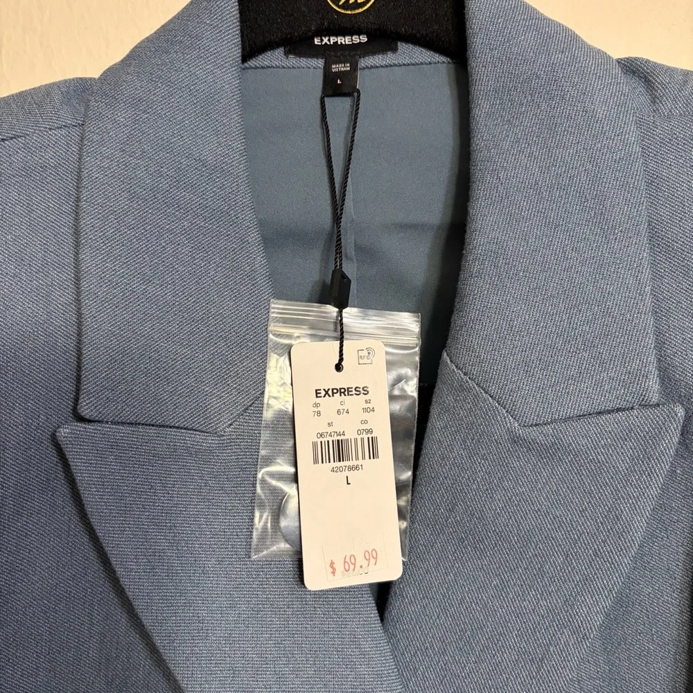 NWT Express Women‎ tailored Shoulder  Pad Sleeveless Vest Dusty Blue Size L